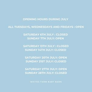 A list of opening hours for July 